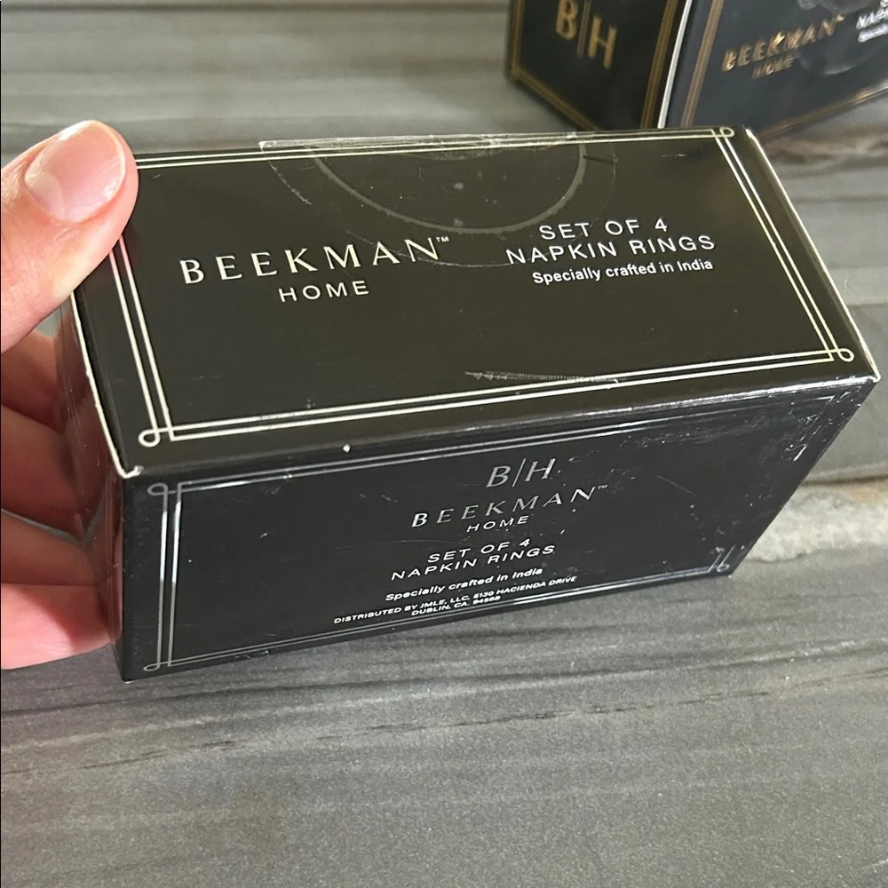 Beekman Home set of 4  Beaded Napkin Rings unopened box new!